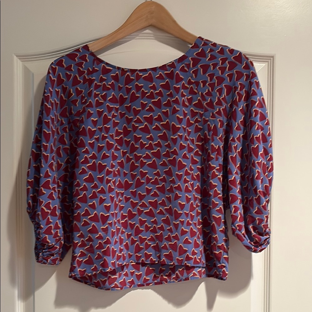 Maeve Red and Blue Heart Blouse